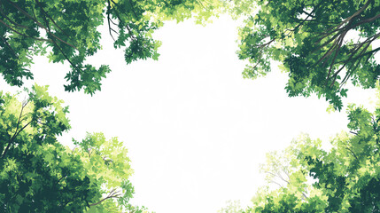 green foliage frame surrounding white background perfect for spring or summer design