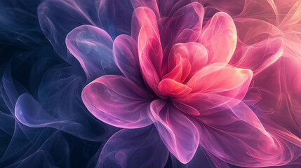 Fototapeta premium Abstract floral background with smooth curves and gradient colors from blue to pink