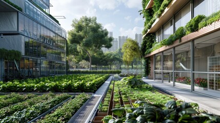 Fototapeta premium Sustainable Urban Architecture with Vertical Gardens