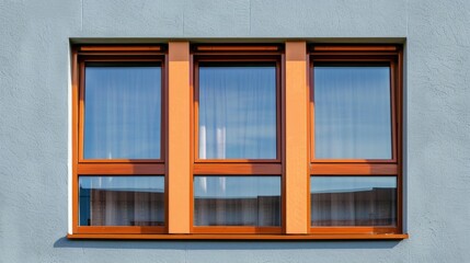 Obraz premium Modern Building Facade with Wooden Windows