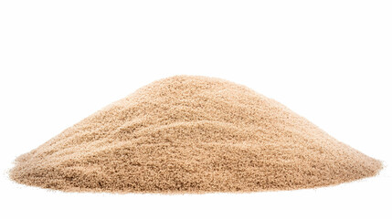 Light brown sand pile isolated on white background; construction, texture, material