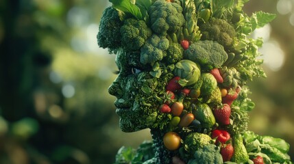 Nature's Portrait: A Vibrant Fusion of Fruits and Veggies