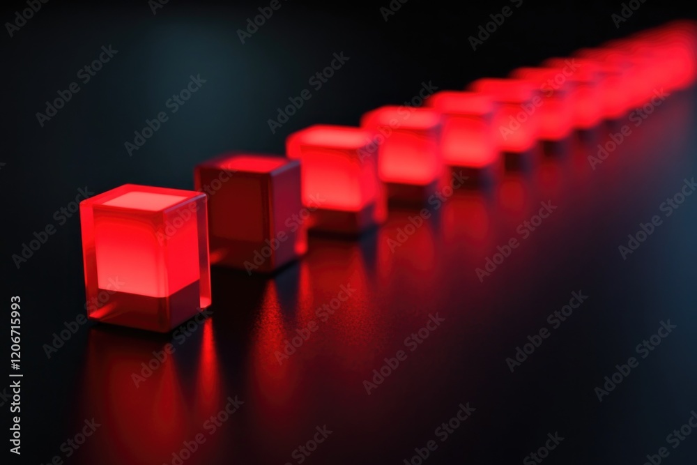 Canvas Prints red cube lights on black surface