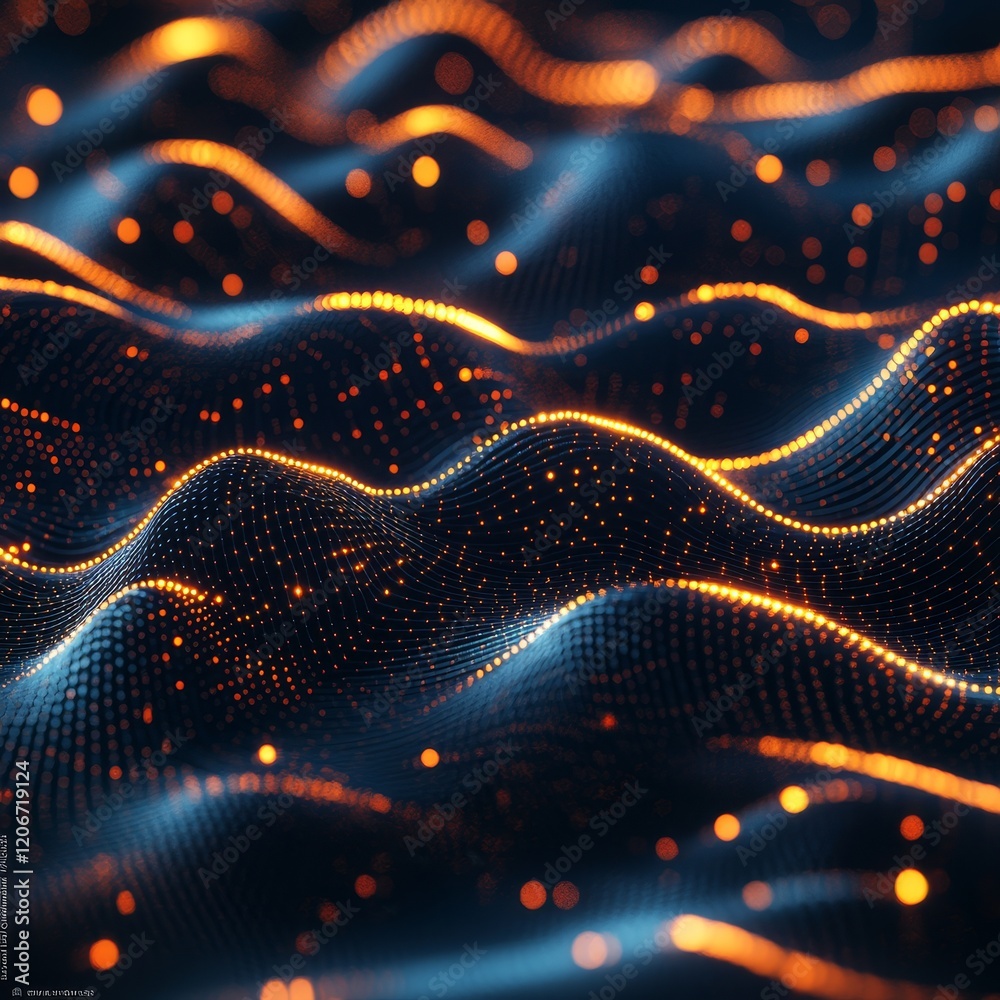 Aufkleber abstract glowing wave of particles.