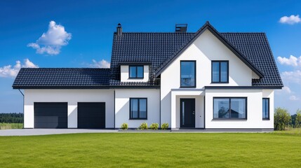 Fototapeta premium Modern Two Story House With Garage