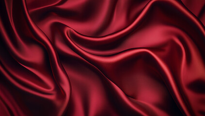 Obraz premium Red silk fabric with soft wave of light background luxurious concept.