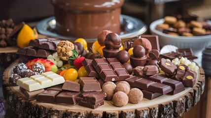 supermarket display of assorted chocolate products	