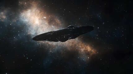 Obraz premium Spaceship Soaring Through A Cosmic Nebula