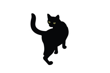 Cat Silhouette. Black cat isolated on white background. Vector illustration of element.