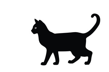 Cat Silhouette. Black cat isolated on white background
