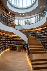 Obraz premium Modern Library Design Emphasizing Inclusivity with Braille and Accessible Resources for All Visitors