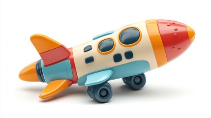 A rocket 3D icon, red and yellow, gradient, white background, cartoon style, clay, nintendo, cute, smooth, shiny, isometric view, blender, c4d, 