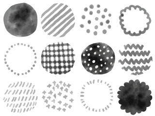 手描きあしらいセット　水彩　黒