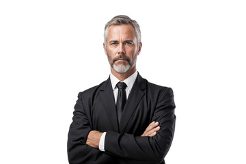 Senior businessman executive manager in suit with arms crossed