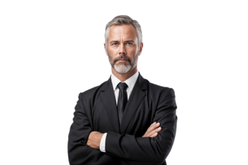 Senior businessman executive manager in suit with arms crossed