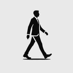  Walking with a slight lean forward silhouette in black on a white background