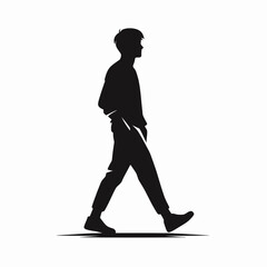 Fototapeta premium Walking with hands in pockets silhouette in black on a white background