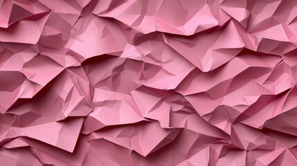 Fototapeta premium Abstract Pink Crumpled Paper Texture Background Geometric Rose Colored Creased Design