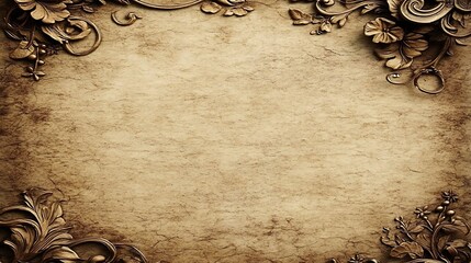 Antique Gold Floral Frame on Aged Parchment