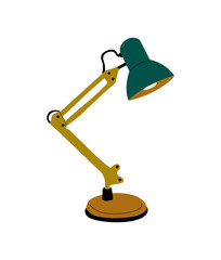 Table lamp. Office desk lamp, retro mid-century modern desktop lamp. Vector flat illustration isolated on transparent background.