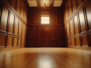 Obraz premium Wood Paneled Room with Window