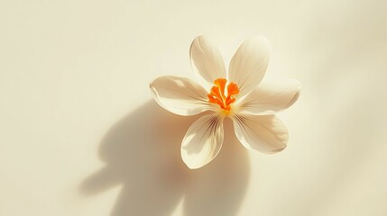 Naklejka premium Orange geranium flower isolated on white background. Flat lay, top view.