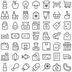 Grocery Supermartket Market Shopping Icon Set. Perfect for user interface, new application
