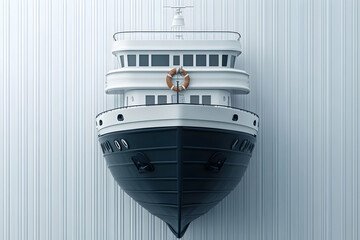 Cruise ship model, studio, white backdrop, design