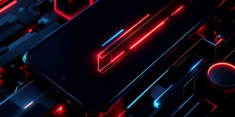 Obraz premium Neon Smartphone Technology Abstract Background Image