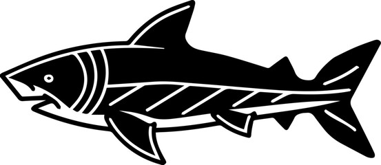 상어 실루엣과 날카로운 선의 이미지