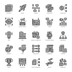 Project Plan Icon pack for your website, mobile, presentation, and logo design. Project Plan Icon solid design. Vector graphics illustration and editable stroke.