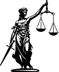 법의 여신상 형상화한 정의의 상징 아이콘