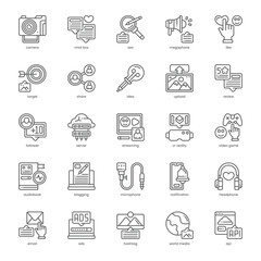 New Media Icon pack for your website, mobile, presentation, and logo design. New Media Icon outline design. Vector graphics illustration and editable stroke.