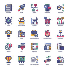Project Plan Icon pack for your website, mobile, presentation, and logo design. Project Plan Icon filled color design. Vector graphics illustration and editable stroke.