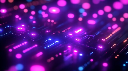 Obraz premium Abstract Circuit Board with Neon Lights Glowing