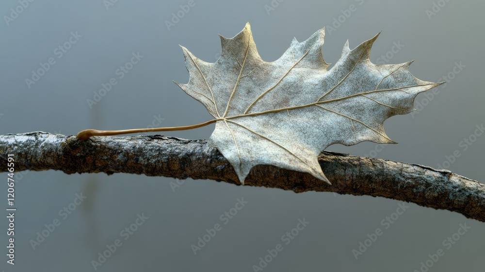 Canvas Prints Single Leaf on Branch with Water