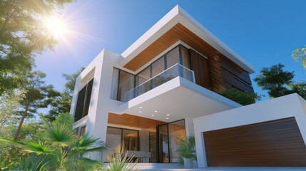 Fototapeta premium Modern House with Sunlight