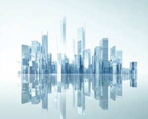 Modern Urban Cityscape with Reflective Glass Skyscrapers