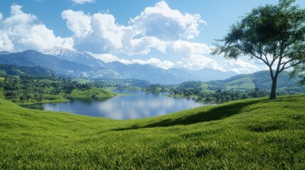 Serene Lake and Mountain Landscape