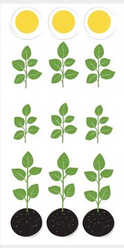 Growing Plants Stages Illustration Simple Nature Green Yellow
