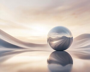Reflective Sphere on Smooth Surface with Soft Light and Gradient