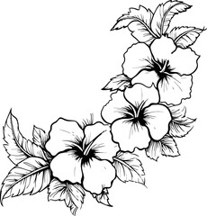 Hibiscus flower corner drawing
