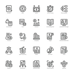 Budgeting Icon pack for your website, mobile, presentation, and logo design. Budgeting Icon outline design. Vector graphics illustration and editable stroke.