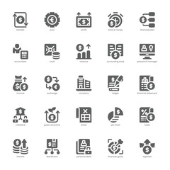 Budgeting Icon pack for your website, mobile, presentation, and logo design. Budgeting Icon glyph design. Vector graphics illustration and editable stroke.