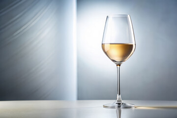Crisp white wine in minimalist glass, perfect for restaurant menus
