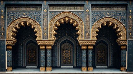 Obraz premium Intricate Arabesque Architecture Featuring Three Grand Arches