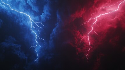 Red and Blue Lightning Storm