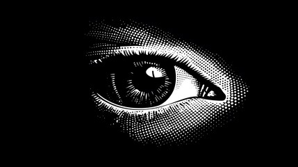 A Halftone Style Detailed Drawing Of An Eye