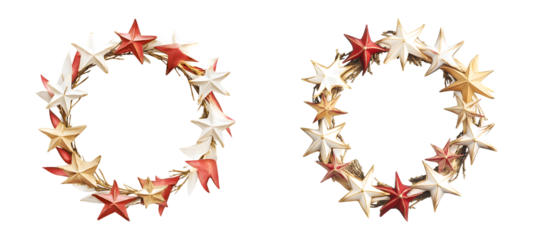 set of Wreath Stars Ribbon royalty-free, isolated on transparent background, cut out