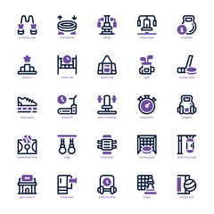 Fitness Sport Icon pack for your website, mobile, presentation, and logo design. Fitness Sport Icon dual tone design. Vector graphics illustration and editable stroke.